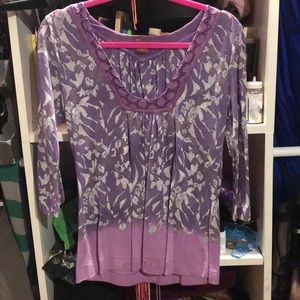 Purple Patterned Long Sleeve Top